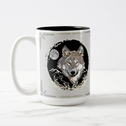 Wolf Mok Gray en Zwarte Mok (Links)