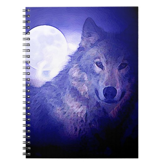 Wolf, Moon & Blue Night Notitieboek (Voorkant)