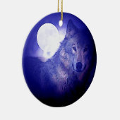 Wolf, Moon & Blue Night Ornament (Rechts)