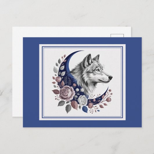 Wolf & Moon Briefkaart (Voorkant / Achterkant)