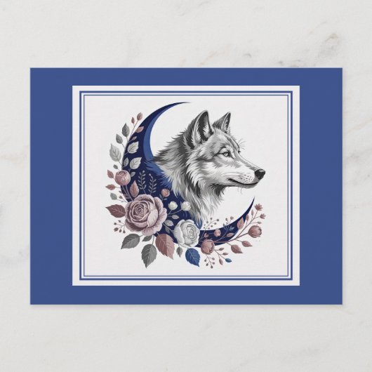 Wolf & Moon Briefkaart (Voorkant)