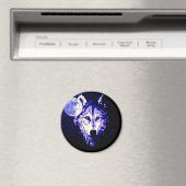 Wolf & Moon Dark Blue Night Collage Magneet (Insitu (Vaatwasser))