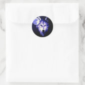 Wolf & Moon Dark Blue Night Collage Ronde Sticker (Tas)