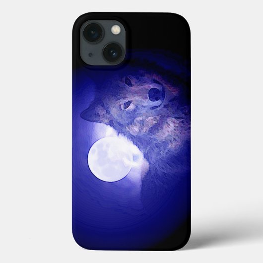 Wolf, Moon en Blue Night Case-Mate iPhone Case (Achterkant)