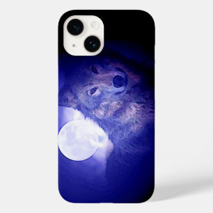 Wolf, Moon en Blue Night Case-Mate iPhone 14 Hoesje