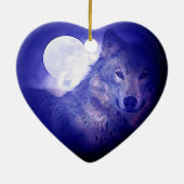 Wolf, Moon en Blue Night Keramisch Ornament (Achterkant)