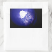 Wolf, Moon en Blue Night Rechthoekige Sticker (Tas)