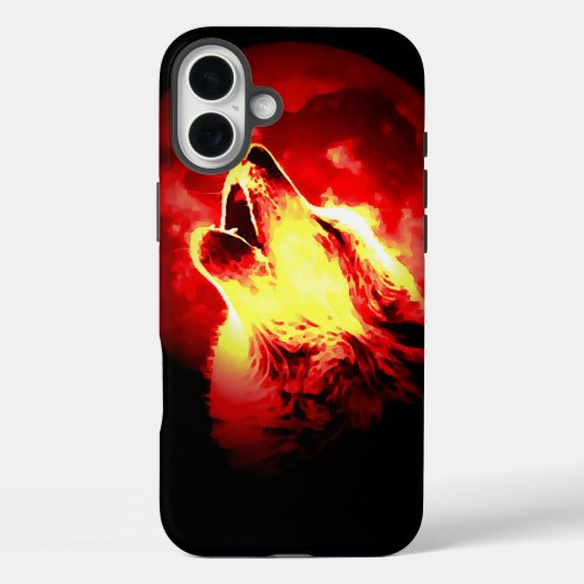 Wolf, Moon en Red Sky Case-Mate iPhone Case (Achterkant)
