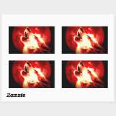Wolf, Moon en Red Sky Rechthoekige Sticker (Vel)