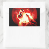 Wolf, Moon en Red Sky Rechthoekige Sticker (Tas)