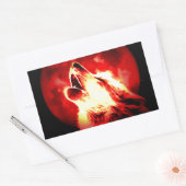 Wolf, Moon en Red Sky Rechthoekige Sticker (Envelop)