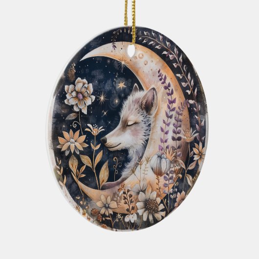 Wolf Moon Keramisch Ornament (Rechts)