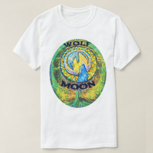 Wolf Moon kleurrijke boom van Life Yellow Green Bl T-shirt