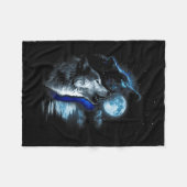 Wolf Moon Lake Wolf Howling Volle Maan Wolf Graphi Fleece Deken (Voorkant (Horizontaal))