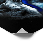 Wolf Moon Lake Wolf Howling Volle Maan Wolf Graphi Poster (Hoek)