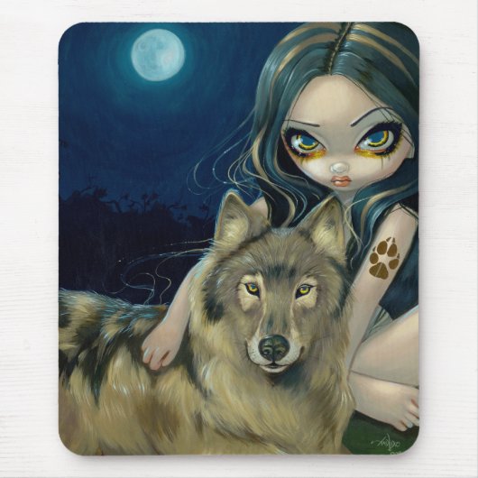 "Wolf Moon" Mousepad Muismat (Voorkant)
