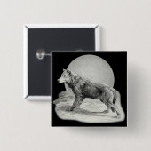 Wolf Moon profiel Vierkante Button 5,1 Cm (Voorkant /achterkant)