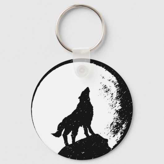 Wolf & Moon Silhoutte Sleutelhanger (Voorkant)