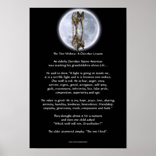 Wolf & Moon Two WOLES CHEROKEE TALE Poster d'art (Devant)
