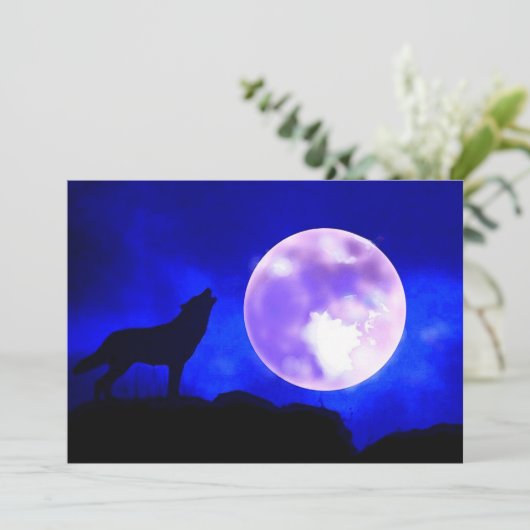 Wolf & Moon uitnodiging (Staand voorkant)