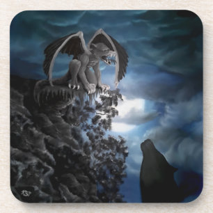 Wolf Moon - Wolf met Golem Bier Onderzetter