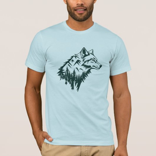 Wolf mountains minimalist art t-shirt (Voorkant)