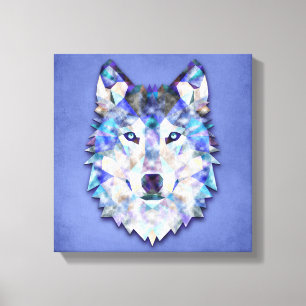 Wolf multi-Color Gemengde Media Design 1 Canvas Afdruk