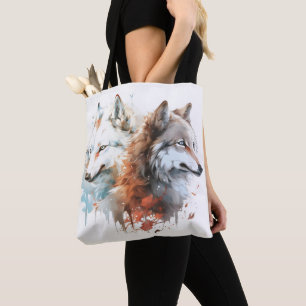 Wolf Natuur Waterverf Koppel Draagtas