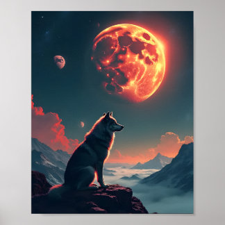 Wolf onder de bloedmaan poster
