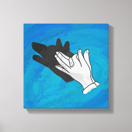 Wolf op blauw canvas afdruk (Voorkant)