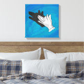 Wolf op blauw canvas afdruk (Insitu (Slaapkamer))