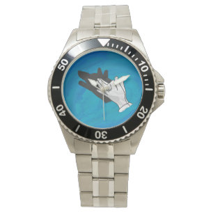 Wolf op blauw horloge