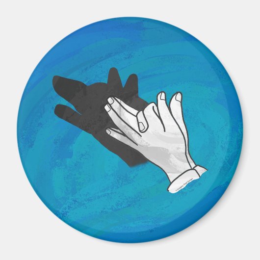 Wolf op blauw magneet (Voorkant)