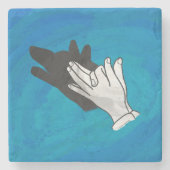 Wolf op blauw stenen onderzetter (Voorkant)