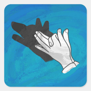 Wolf op blauw vierkante sticker