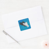 Wolf op blauw vierkante sticker (Envelop)