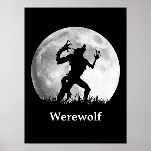 Wolf op de volle maan - Cool Halloween Poster (Voorkant)