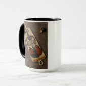 Wolf op een viool kralen mok (Voorkant links)