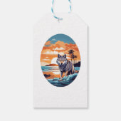 Wolf op het strand cadeaulabel (Achterkant)