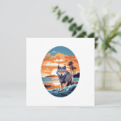 Wolf op het strand kaart (Staand voorkant)