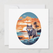 Wolf op het strand kaart (Achterkant)