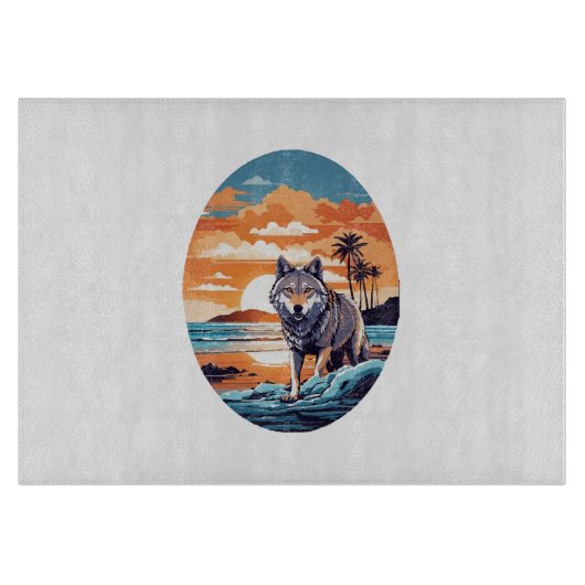 Wolf op het strand snijplank (Voorkant)