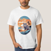 Wolf op het strand t-shirt (Voorkant)