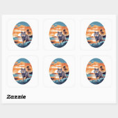 Wolf op het strand vierkante sticker (Vel)