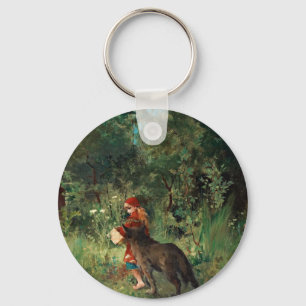 Wolf op pad met rood sleutelhanger