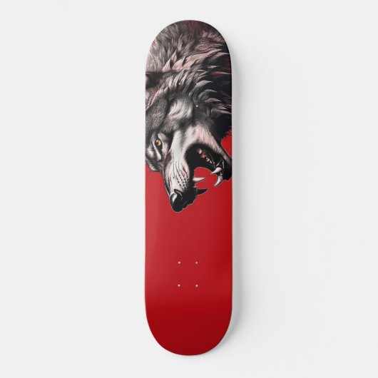 Wolf op rood skateboard (Voorkant)