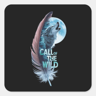 Wolf op zijn punt huilend naar de maan vierkante sticker