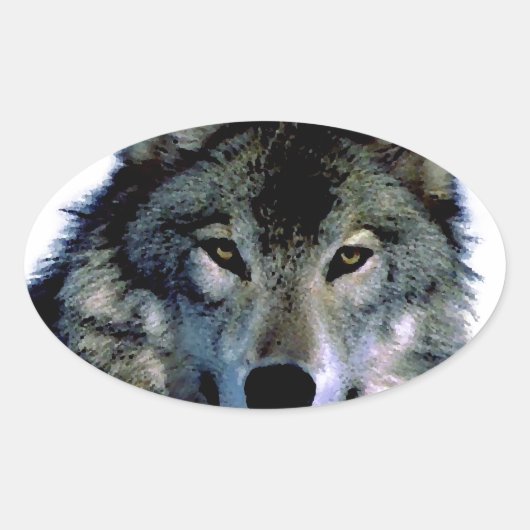 Wolf Ovale Sticker (Voorkant)