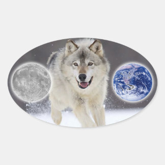 wolf ovale sticker