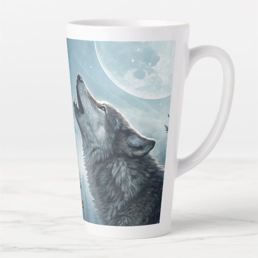 Wolf (overeenkomstig tijdschrift beschikbaar) latte mok (Rechts)